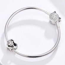 WOSTU 1 pièce Charm en forme de patte de chien et cœur en argent sterling 925 personnalisable, pour bracelet de femme, cadeau d'anniversaire ou Saint-Valentin