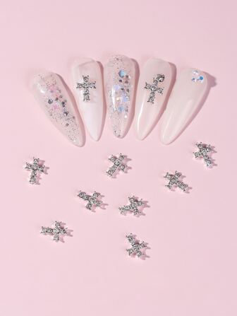 10 st. nagelkonst legering strass dekoration gör-det-själv nagelberlocker nagelstenar nageltillbehör naglar