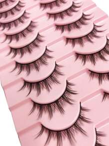 Asiteo 10 对漫画睫毛，多层自然交叉浓密假睫毛，美丽时尚专业卷翘睫毛 - 黑色 - 查看 4