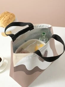 莫兰迪色块心形和网格图案双面印花午餐袋 返校午餐盒 午餐袋 返校用品 便当盒 午餐袋 家庭必需品 午餐套装 冷藏盒 午餐盒袋 - 彩色 - 查看 5