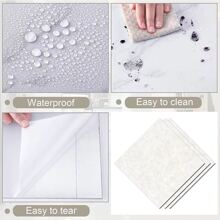 10入組pvc自粘貼磁磚貼紙,適用於浴室牆壁,防水防醜壁貼,大理石紋理貼紙 - 黑與白 - 查看 5