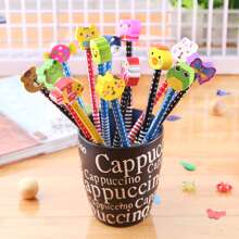 1 bộ 10 cái Hoạt hình Có màu sắc HB Vẽ Bút chì Với Cục tẩy Hỗn hợp ngẫu nhiên - Nhiều màu - Xem 4