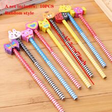 1 bộ 10 cái Hoạt hình Có màu sắc HB Vẽ Bút chì Với Cục tẩy Hỗn hợp ngẫu nhiên - Nhiều màu - Xem 5
