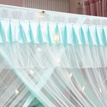 Cortinas de cama con dosel de 4 esquinas, mosquitera acogedora de 4 aberturas, cortina de cama princesa para decoración de dormitorio (azul cielo) - Azul - Ver 5