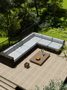 1 Miếng Họa tiết Hình học Không thấm nước Ngoài trời Bọc đệm ghế sofa - Xám - Xem 1