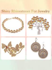 2000 chiếc Bằng phẳng Trở lại Kim cương giả pha lê Bộ In 6 Kích thước ( 1.5-6mm ) , Với Nhíp Và Pha lê Bút , Đối với DIY Nghệ thuật thủ công Móng tay Quần áo Giày dép Cái túi , Kim loại Màu sắc - Vàng - Xem 6