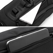 HAOSHUAI 男士腰包胸包，旅行、運動攀登、防水尼龍大口袋男式肩背包 - 黑色 - 查看 8