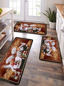Thảm nhà bếp in hình đầu bếp cổ điển, Thảm lót sàn chống trượt sang trọng, 1 Thảm trải sàn trong nhà cho nhà bếp, trang trí phòng - Nhiều màu - Xem 3