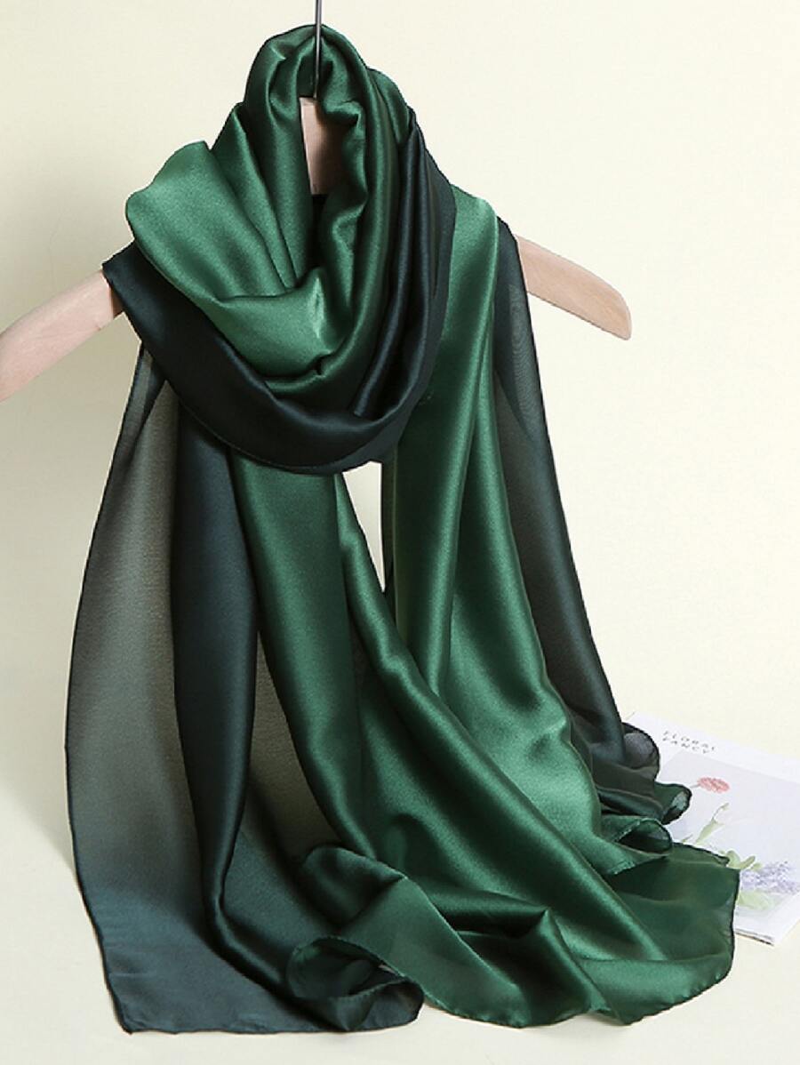 1pc New Gradient Hand Painted Satin Shawl Scarf Women Wrap Bandana,Hair Band,Head Band Ideal For Dressing Up Your Look Accessories Women