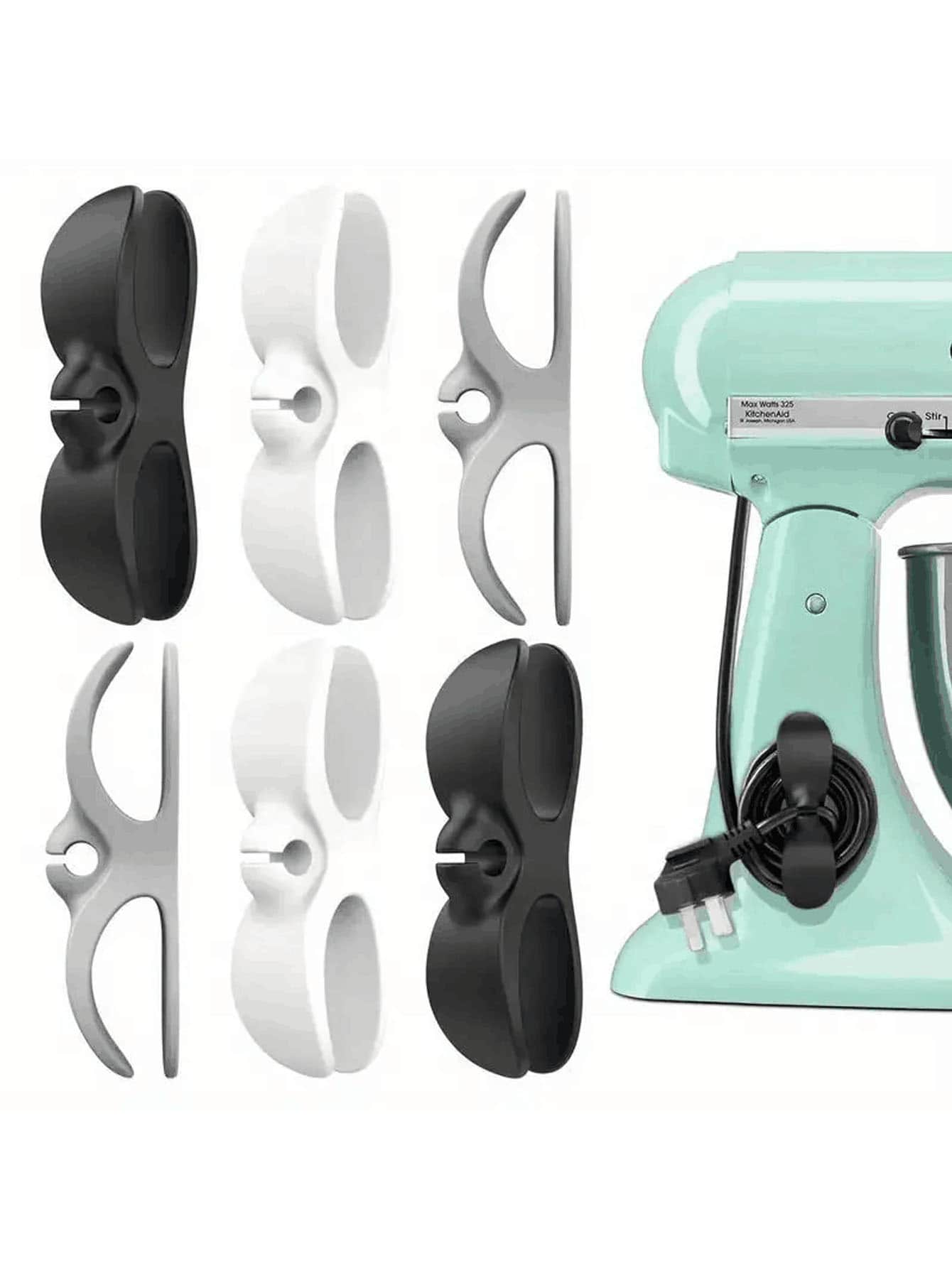 Đa dụng Cá chỉnh lý dây , Phích cắm , Keo dán Móc áo , Cuộn Dây cáp Đối với Điện Thiết bị gia dụng - trắng - Xem 1