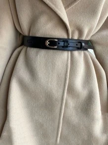 1pc Women's Brown Wide Waist Cinching Dress Suit Waist Belt, Suitable For Pairing With Various Outfits - Black - View 1