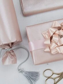 10 cái Qủa tặng Dây Quấn Ánh ngọc trai Giấy Đối với Đồ thủ công DIY , Hoa , Buổi tiệc , Trắng Với Gold Foil Ngôi sao , Inch , Chất làm đầy Giấy - Hoa hồng vàng - Xem 1