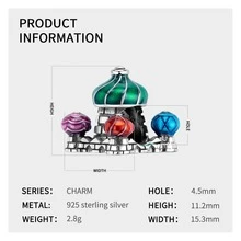 MAGIC CHARMS 1 S925 Sterling Silver Castle DIY Beaded Accessory - Silver - View 3