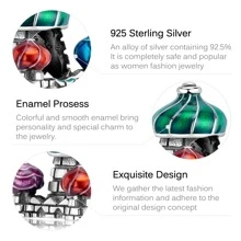 MAGIC CHARMS 1 S925 Sterling Silver Castle DIY Beaded Accessory - Silver - View 6