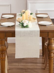 1pc Natural Yellow Burlap Wedding Reception Desk Flag Decoration - Beige - View 1