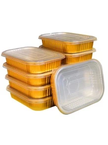 Pack Of 10 Aluminum Foil Food Containers With Lids - Apricot - View 2