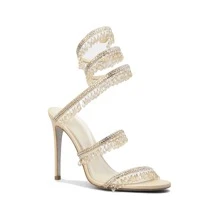 ARQA Women's Rhinestone Chandelier Embellished Strappy High Heel Sandals 4-inch - Yellow - View 2