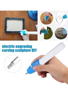 1入組迷你電動雕刻筆,筆無繩電動精密蝕刻雕刻雕刻筆姓名寫作雕刻工具適用於DIY手工,鋼,首飾類,木,玻璃 - 藍色 - 查看 7