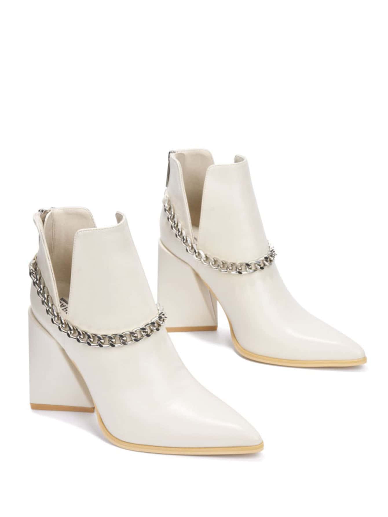 Women's Pointy Toe Block Heel Ankle Booties - Single Pointy Toe Suede High Heel For Casual Fridays - trắng - Xem 1