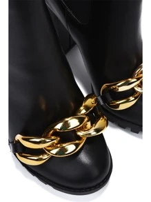 Women's  Round Toe High Heel Lug Booties - Lug Round Toe Ultra High Heel For Casual Fridays - 黑色 - 查看 2