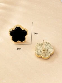 1 Đôi Hoa tai đính đá hình cỏ ba lá thời trang để đeo hàng ngày trong ngày lễ tình nhân - màu đen - Xem 6