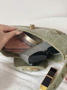 Vintage Fashion Canvas Shoulder Bag, Versatile - Army Green - View 5