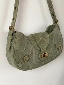 Vintage Fashion Canvas Shoulder Bag, Versatile - Army Green - View 4