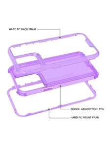 3三合一透明防摔手機殼相容 iPhone 15/15Pro/15Plus/15Promax - 紫羅蘭色 - 查看 4