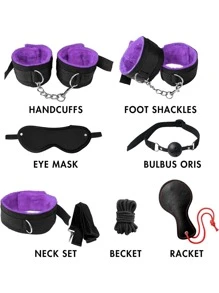 11pcs Purple  SM Sex Games Handcuff Bdsm Bondage Set Collar Necklace Hand Cuffs Restraint Ball Mouth Gag Sex Toys For Couples Women