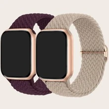 2入組男女通用可調節編織尼龍環繞手錶表帶,適用於apple Watch 49/45/44/42/41/40/38mm錶帶,適用於apple Watch系列ultra / Se / 8/7/6/5/4/3/2/1 - 彩色 - 查看 1