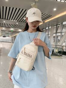 Pechera simple & de moda casual cremallera para múltiple ocasiones - Blanco - Ver 2