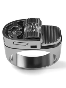 1pc Exaggerated Fashionable Zinc Alloy Lighter Shaped Ring Suitable For Couple Birthday Gift - Silver - View 2