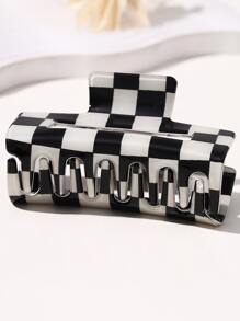 1件装女士高品质优雅甜美百搭黑白棋盘镂空方格防滑时尚黑色发爪、发夹、发饰，适合节日、派对、日常使用和送礼，女士头巾冬季发饰优雅爪夹夏季海滩度假发夹 - 黑與白 - 查看 7