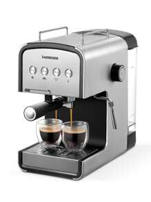 Ihomekee Espresso Machine 15 Bar, Coffee Maker For Cappuccino And Latte Maker With Milk Frother Steam Wand, 1350W Fast Heating Coffee Machine For Home, Office - CM6822 - Silver - View 1