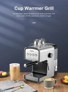 Ihomekee Espresso Machine 15 Bar, Coffee Maker For Cappuccino And Latte Maker With Milk Frother Steam Wand, 1350W Fast Heating Coffee Machine For Home, Office - CM6822 - Silver - View 5
