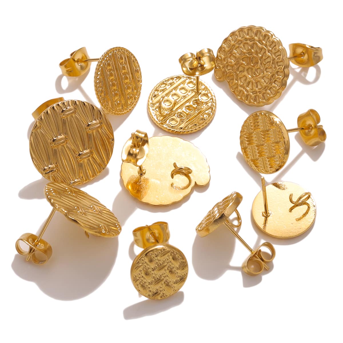 2入組不銹鋼耳環底座圓形耳環用品耳環成分連接器DIY首飾配件耳環 - 金黃色 - 查看 1