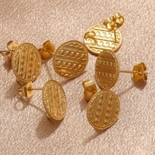 2入組不銹鋼耳環底座圓形耳環用品耳環成分連接器DIY首飾配件耳環 - 金黃色 - 查看 6