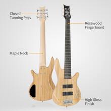 Full Size GIB 6 String H-H Pickup Electric Bass Guitar Bag Strap Pick Connector Wrench Tool - 伯萊伍德 - 查看 4