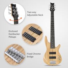 Full Size GIB 6 String H-H Pickup Electric Bass Guitar Bag Strap Pick Connector Wrench Tool - 伯萊伍德 - 查看 7