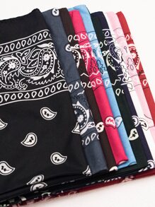 10/6pcs Polyester Cashew Flower Bandana, Unisex Hiphop Outdoor Cycling Headwrap Scarf, 52*52CM Large Handkerchief - Multicolor - View 4