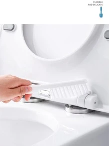 [2 Trong 1] Chổi cọ bồn cầu bằng silicon gắn tường có chổi cán dài lớn và nhỏ và giá đỡ không cần khoan để vệ sinh góc phòng tắm, lưu trữ phòng tắm - Màu xám đen - Xem 7