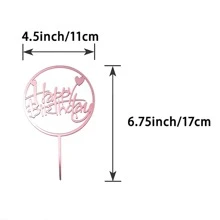 6pcs Acrylic Birthday Cake Toppers With Happy Birthday Lettering - Pink - View 5