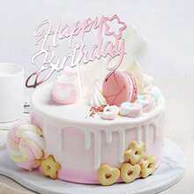 6pcs Acrylic Birthday Cake Toppers With Happy Birthday Lettering - Pink - View 6