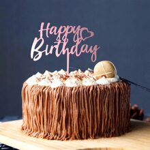 6pcs Acrylic Birthday Cake Toppers With Happy Birthday Lettering - Pink - View 3