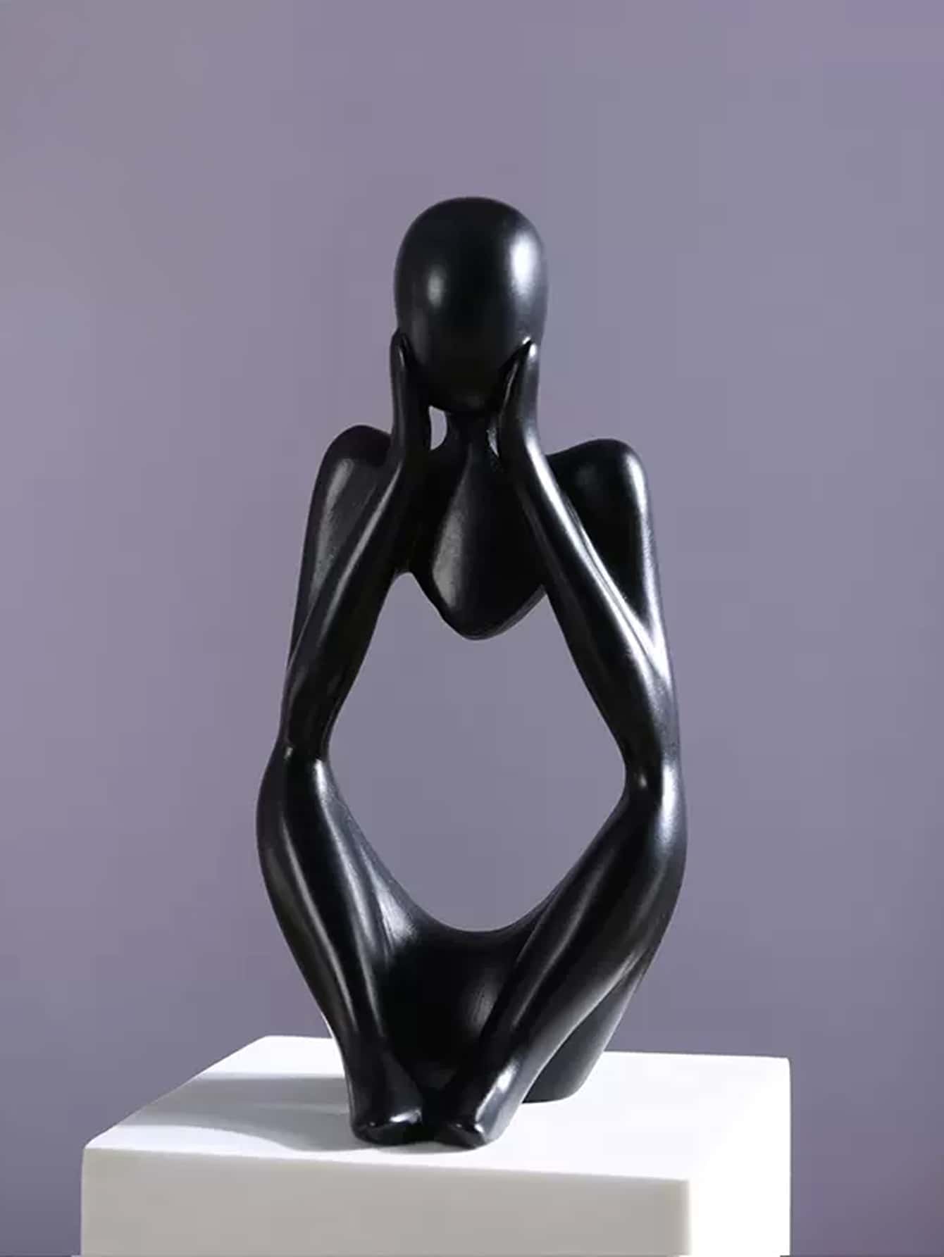 1入組樹脂人像裝飾物品,現代簡約客廳柔軟裝飾用品奢華家庭點綴,抽象創意個性化裝飾物 - 黑色 - 查看 1