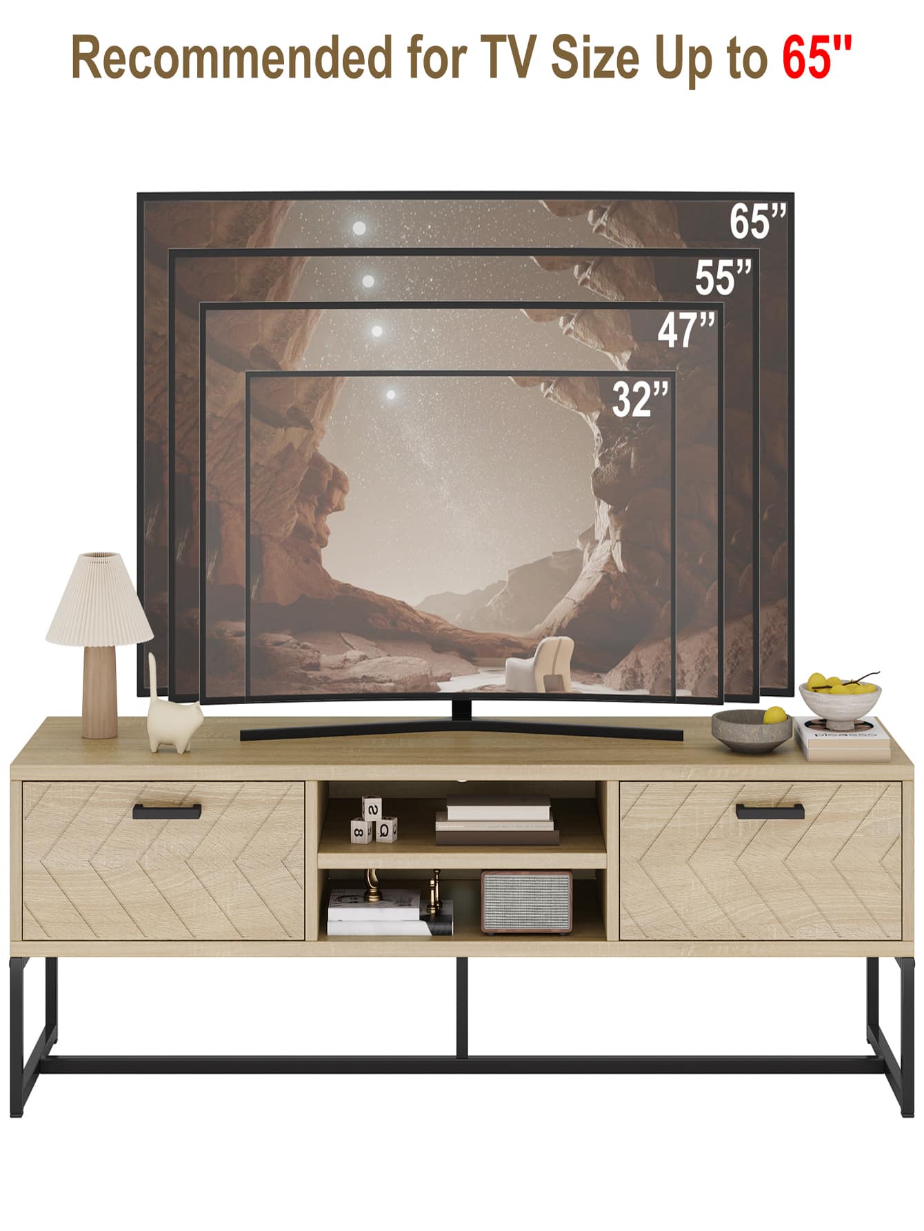 Television Stands, Wooden TV Stand for 65" Television Home Living Room