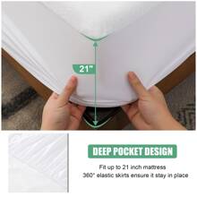 1pc Towel Fabric Waterproof Bed Cover - White - View 6