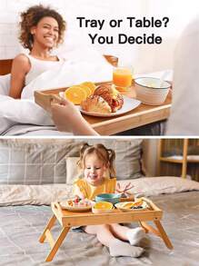 竹子可折疊便攜桌子託盤,合適的適用於早餐,閱讀,工作,兒童桌子床,附盒包裝 - 黃色 - 查看 4