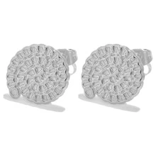 2 chiếc Thép không gỉ Hoa tai Cơ sở Tròn Hoa tai Quân nhu Hoa tai Thành phần Trình kết nối Phụ kiện trang sức DIY Hoa tai - Bạc - Xem 8
