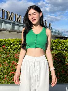 Women Tank Tops & Camis - Dark Green - View 2